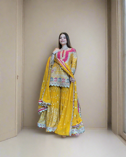 Mustard x Pink Sharara Suit