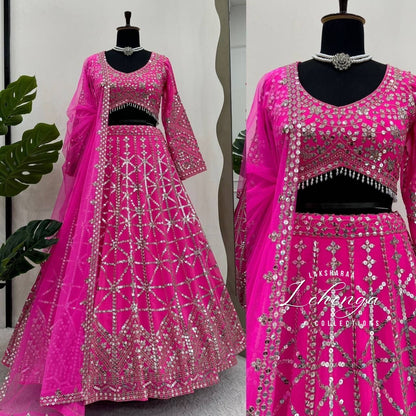 HAZEL — Hot Pink Grand Embroidered Lehenga