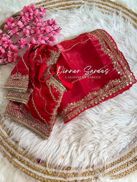NATALIE — Premium Shimmer Saree with Readymade Blouse
