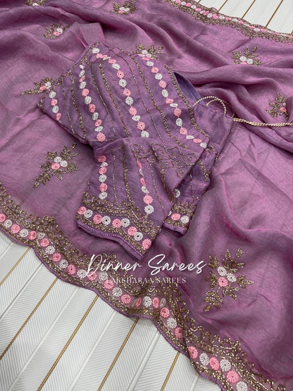 CAMILA - Chiffon Georgette Saree x Floral Work