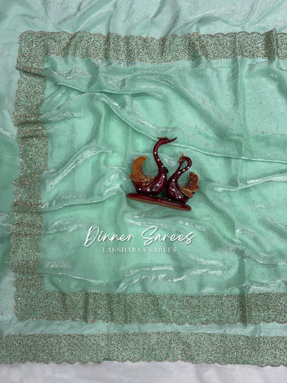 NAYLAA - Space dinner saree with stone border