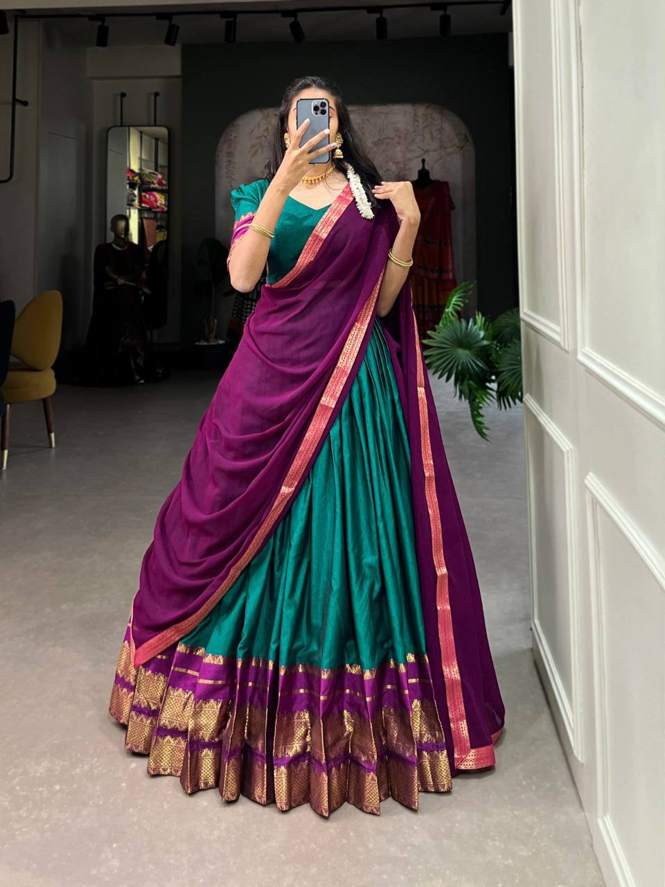 RADHA - Half Sarees Kanchi Banarasi Lehenga