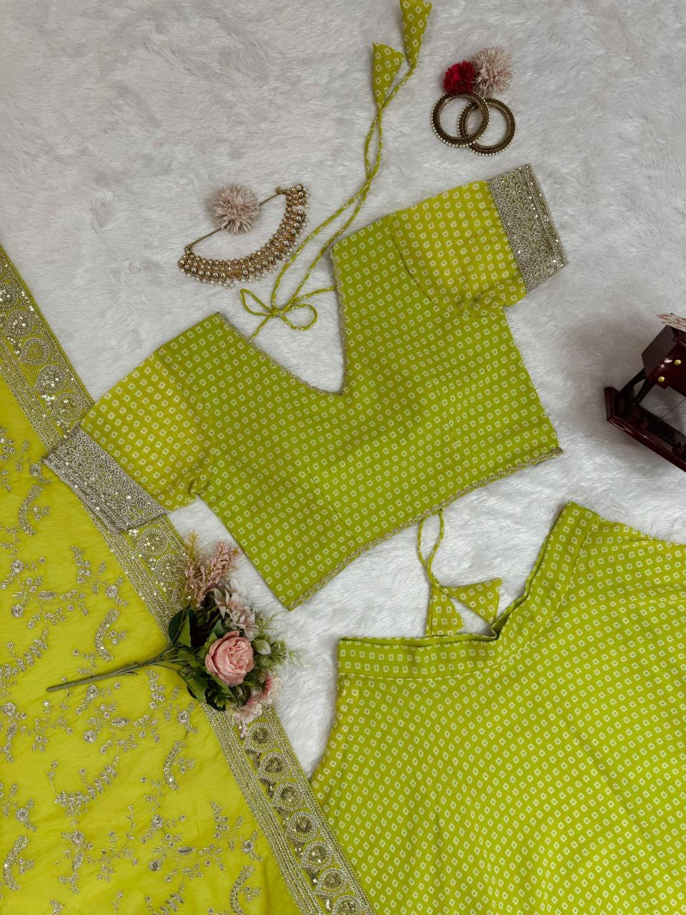 Saboor - Lime Green Lehenga 
x Grand Duppata