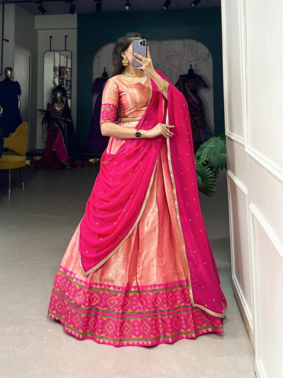 SAMYUKTA - Half Sarees Jacquard Silk Lehenga