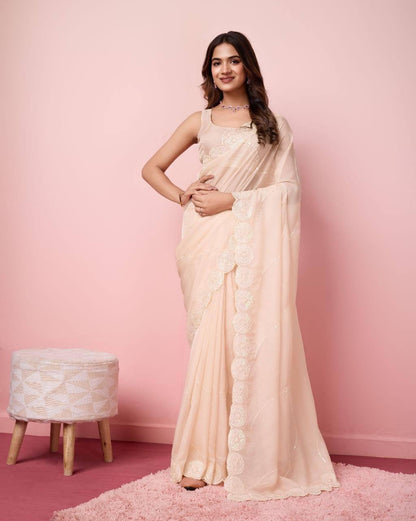 Partywear Readymade Georgette Saree - in soft shades