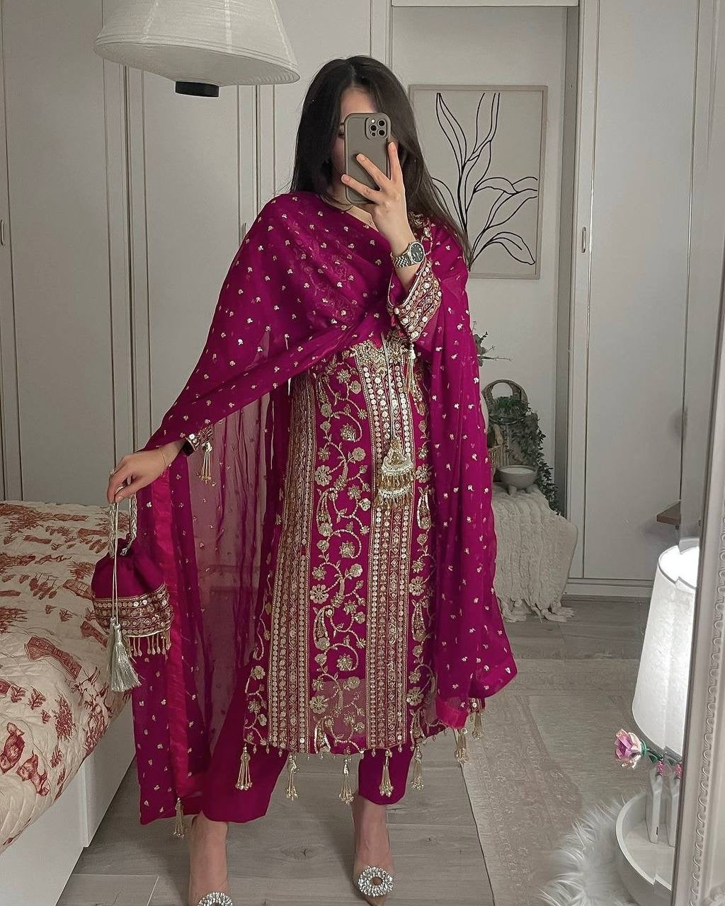 Tasha Rani Pink Salwar Kameez