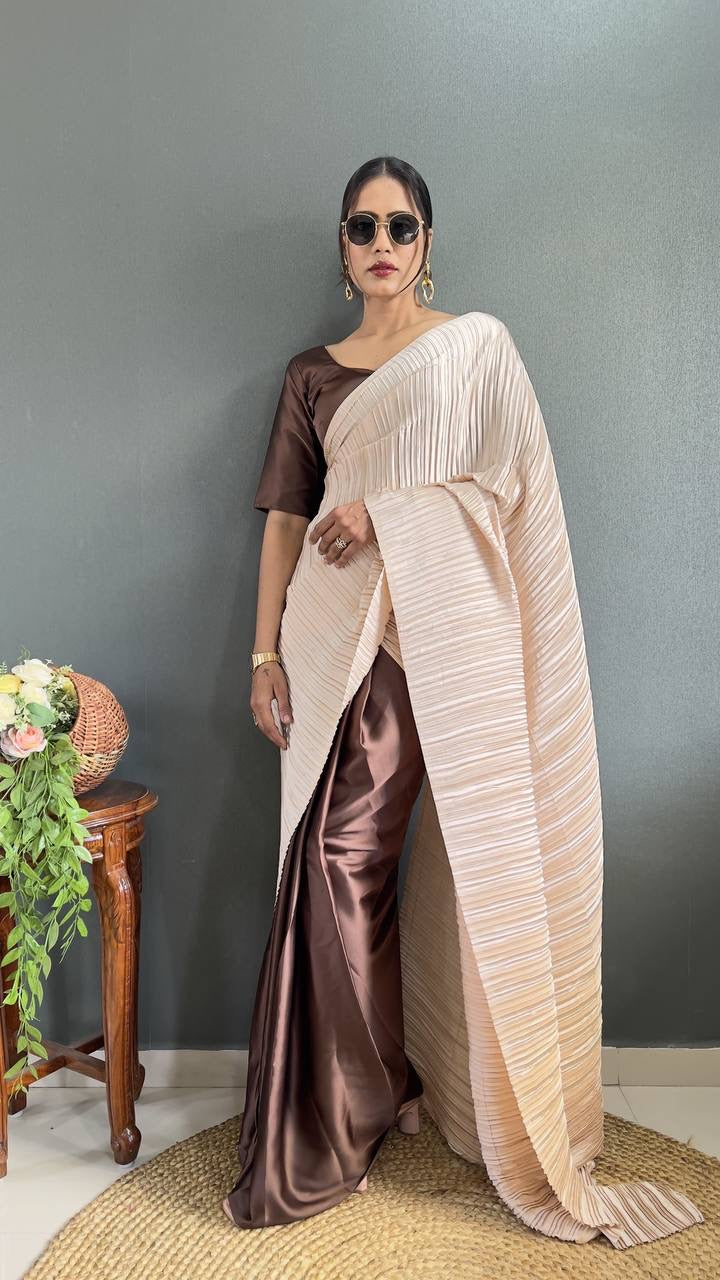 Crush x Satin Retro Readymade Partywear Saree