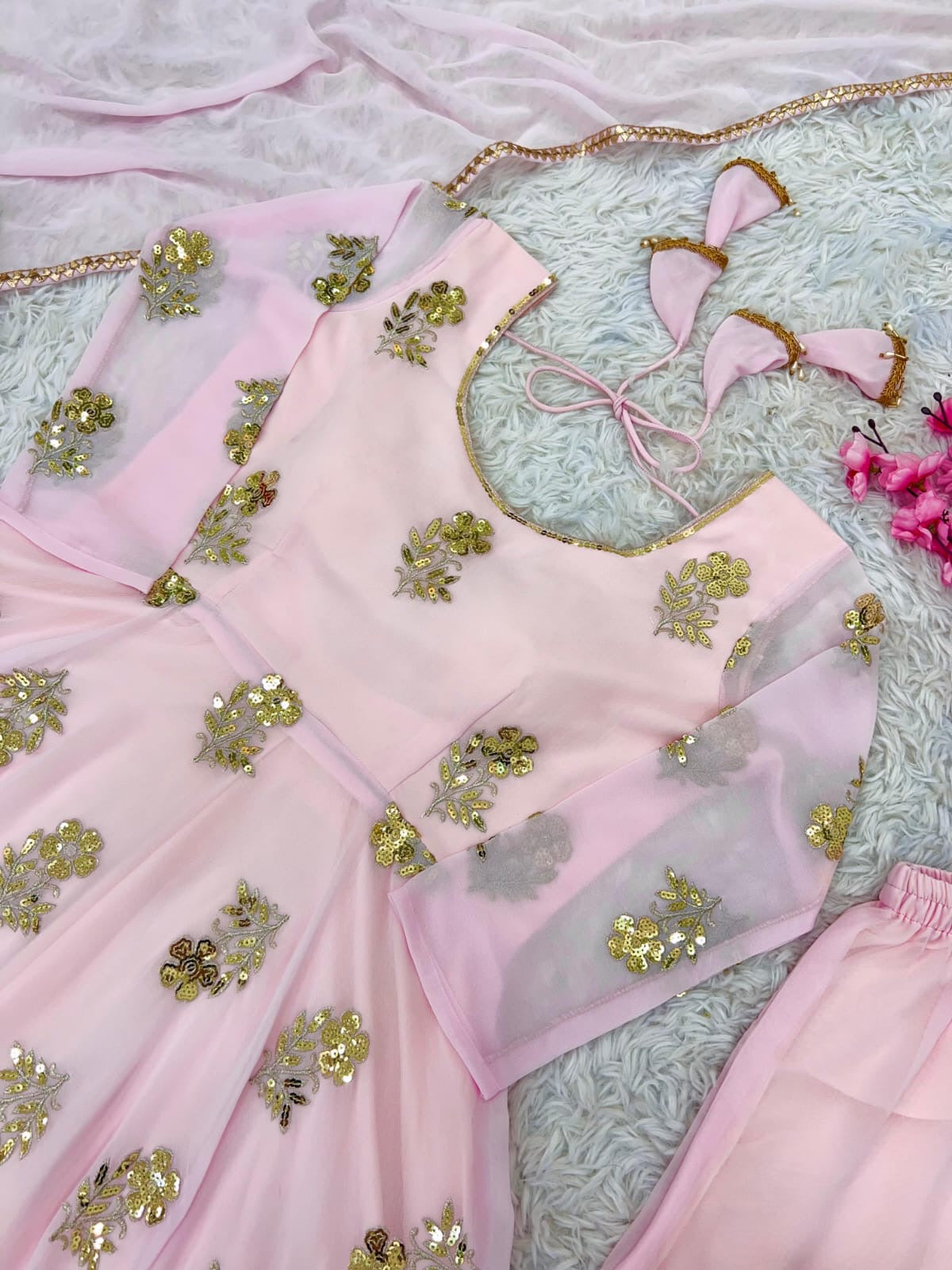 Baby Pink Anarkali Suit x Low Back