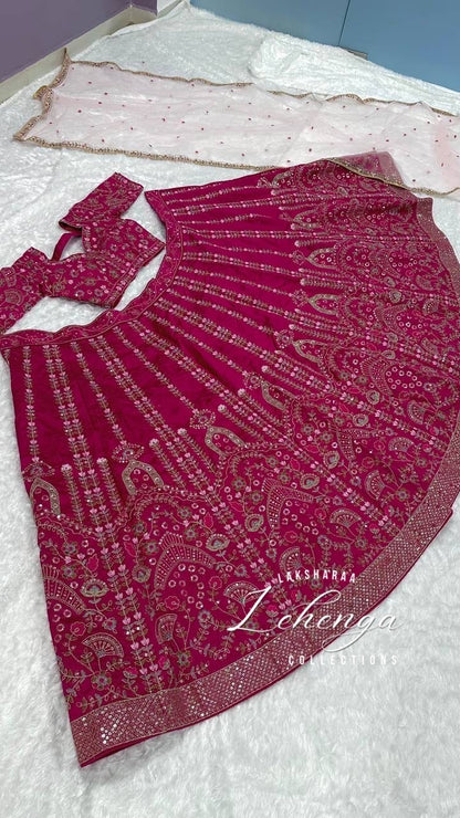 Rani Pink Premium Floral Lehenga