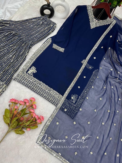 NEYA - Dark Blue Sharara Suit