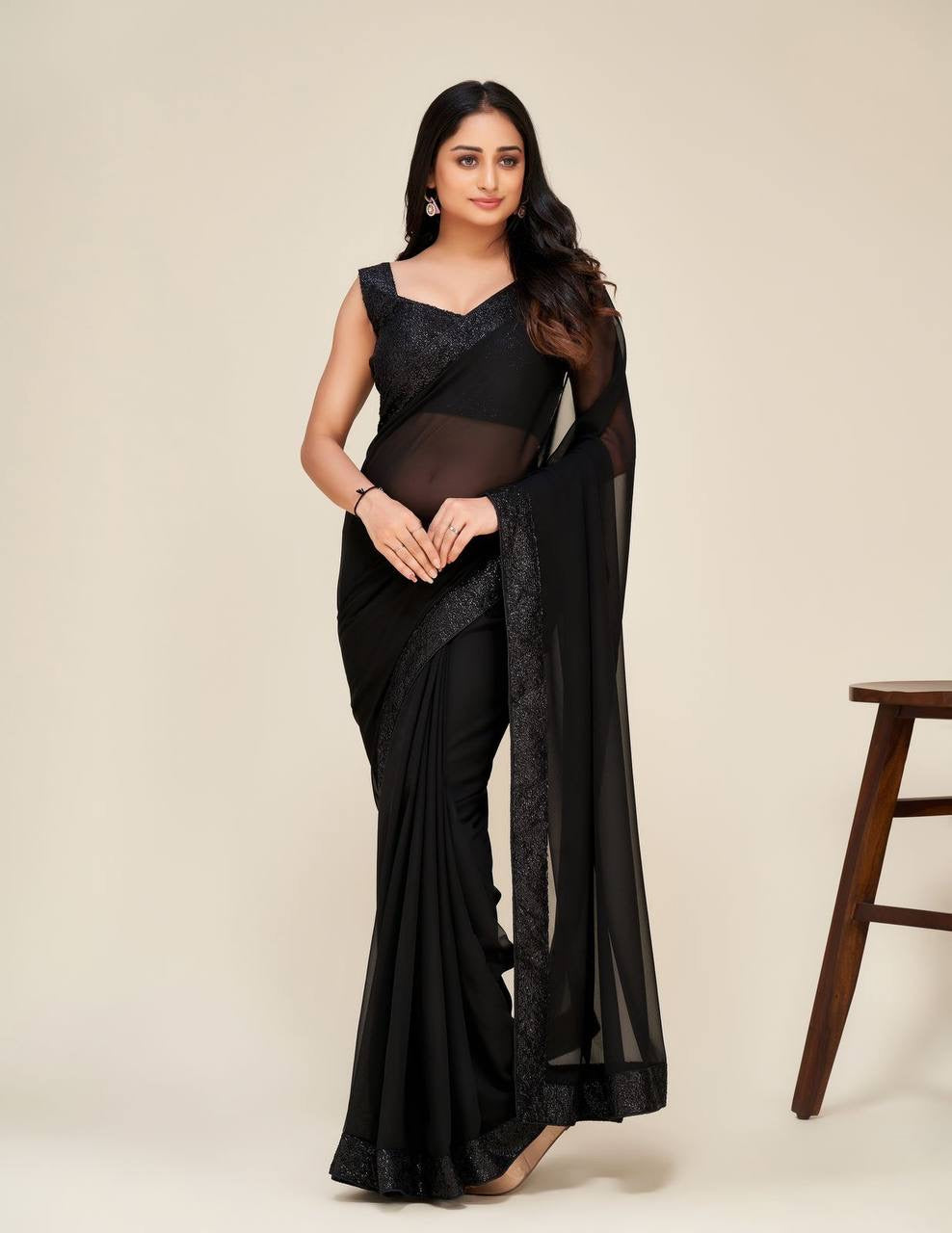 KIRANA - Black Georgette Dinner Saree