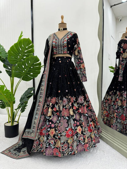 ELISHA —  Black Premium Floral Lehenga