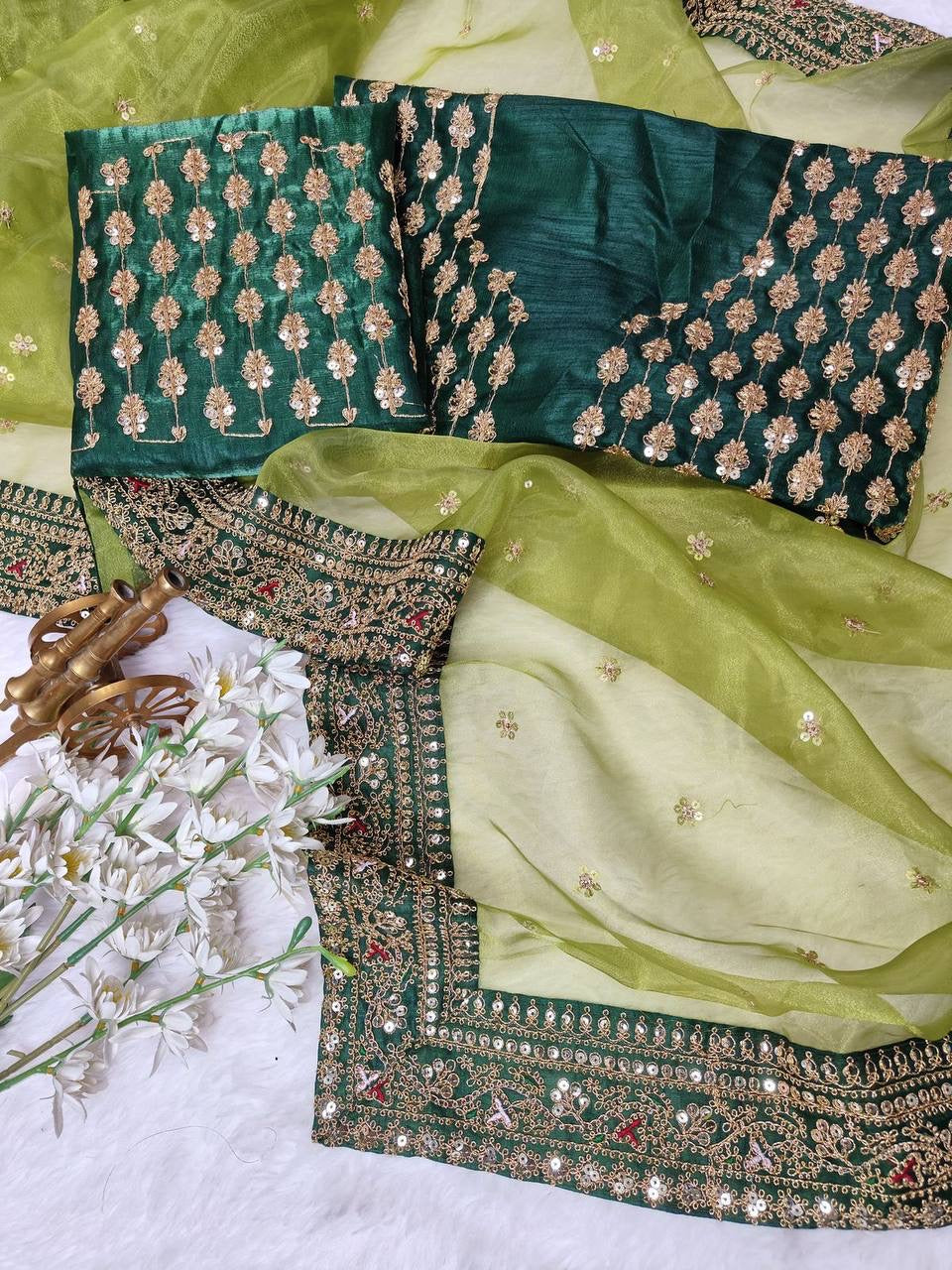 Designer Green Organza Saree