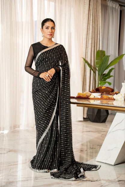 Black X Silver Partywear Saree