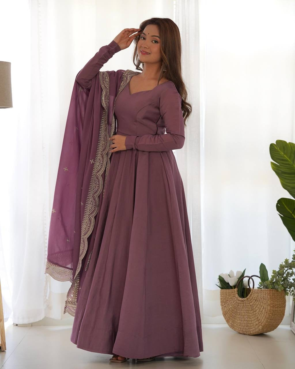 Purple Anarkali suit