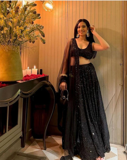 Black Sequinned Lehenga