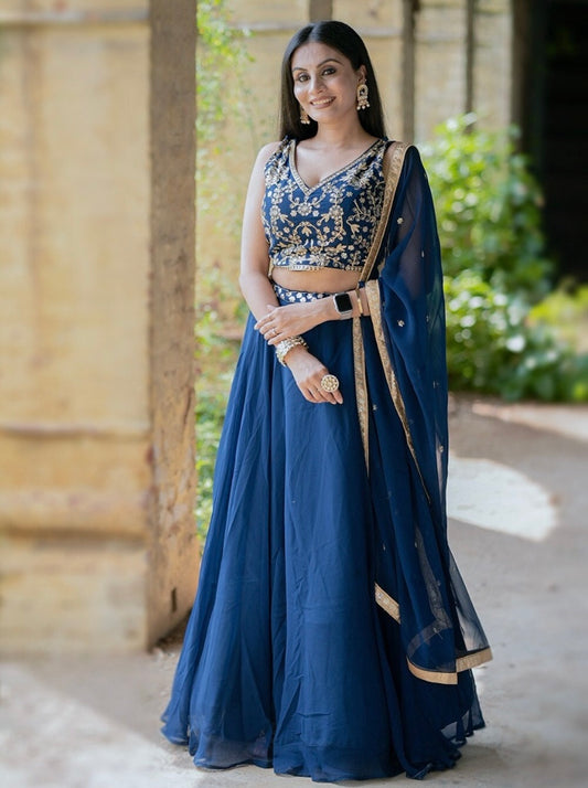 NAOMI - Blue Lehenga x Designer Blouse