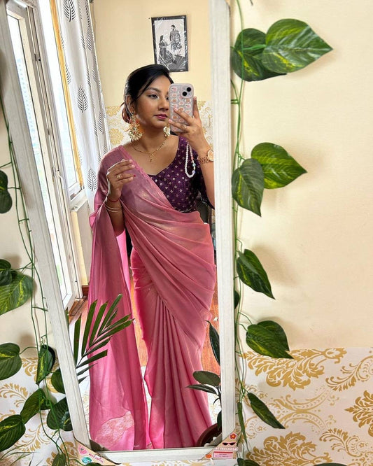 Mayaa Shimmer Pink Saree