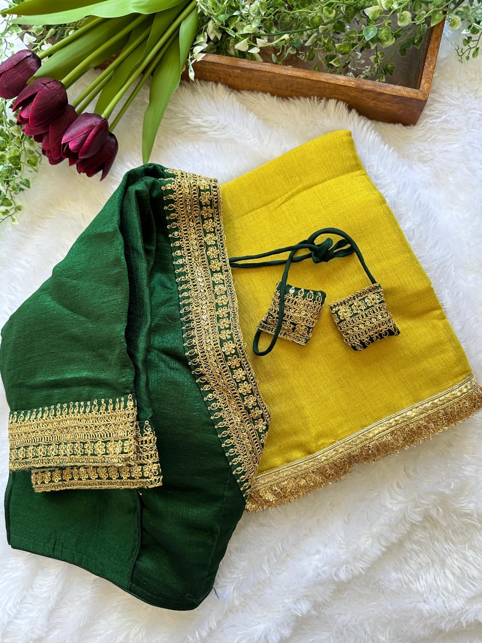 SANTOSHI - Soft Tissue Saree x Readmade Blouse