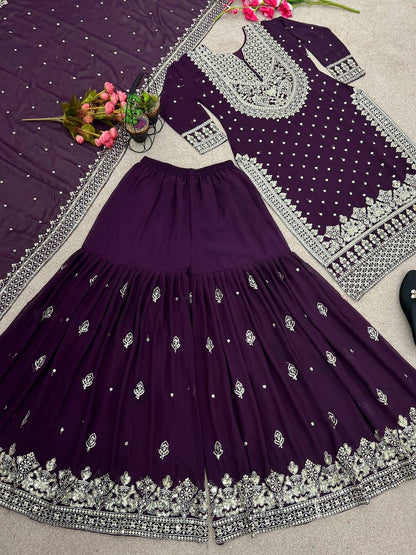 SAMRAT - Sharara Suit x Silver Embroidered work