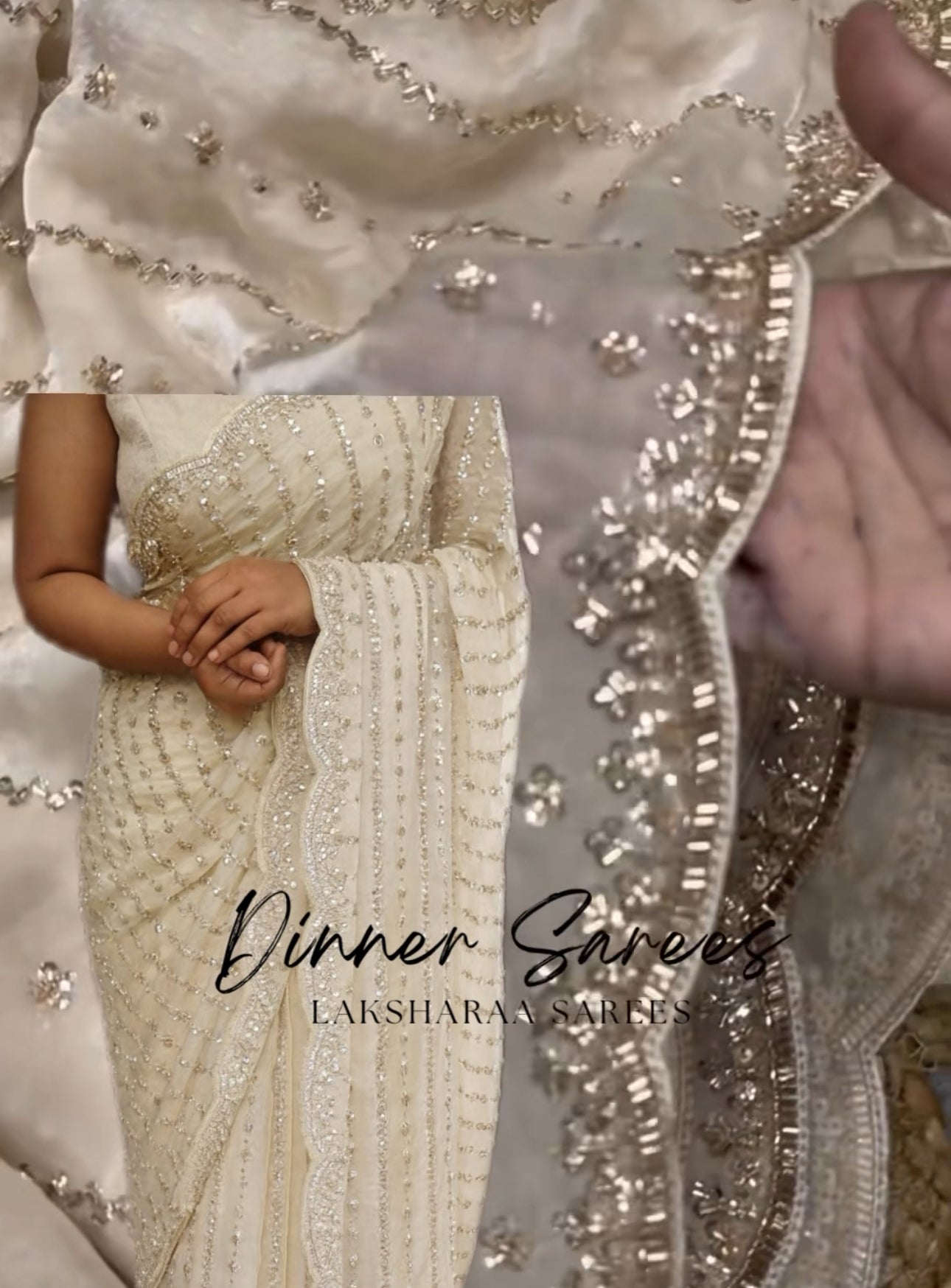 KISHAA — Premium Shimmer Stone & Sequin Dinner Saree in Pastel Series & Bold Shades
