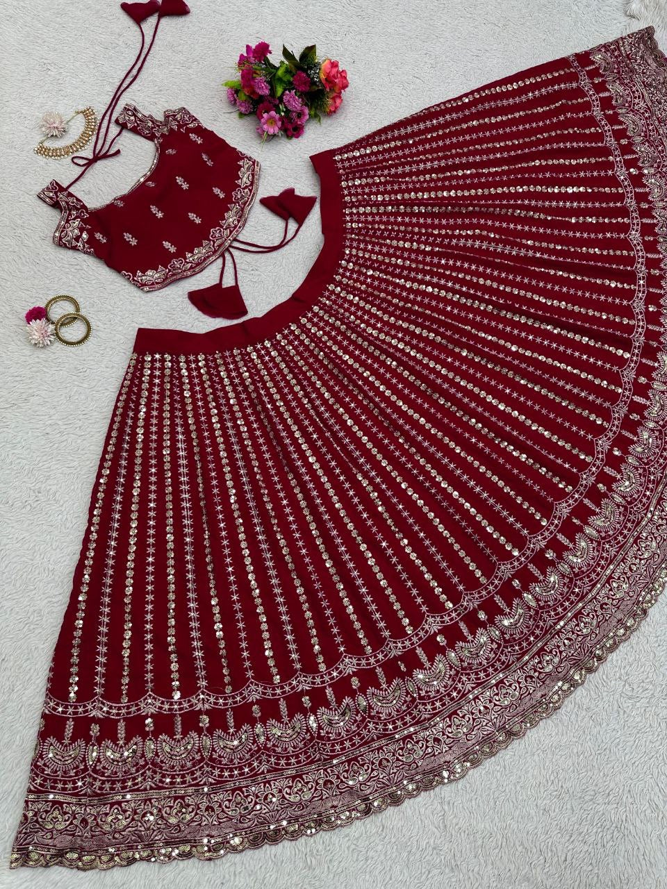 LISA - Red Georgette Lehenga