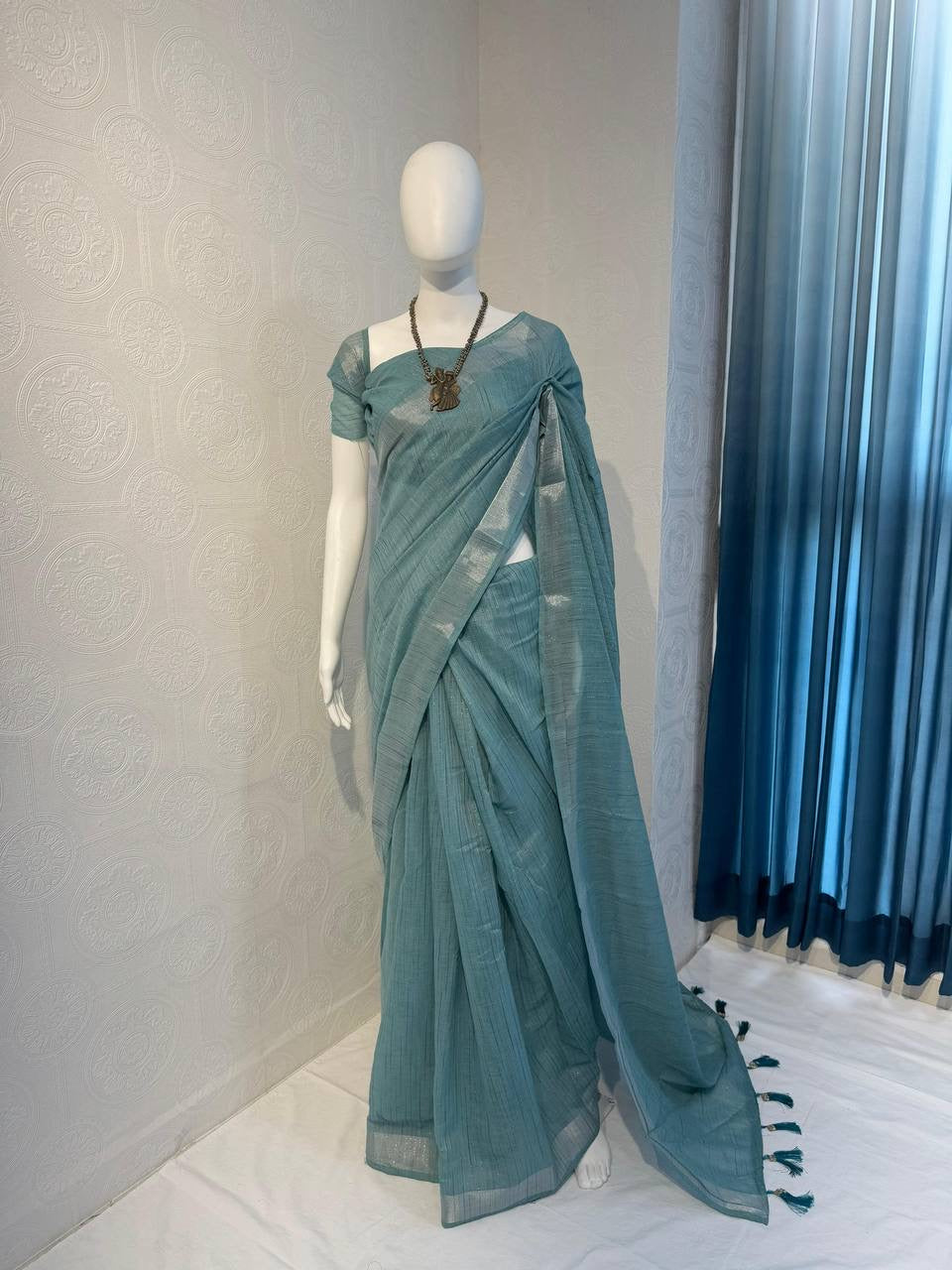 ARUNA - Pastel Linen Cotton Saree