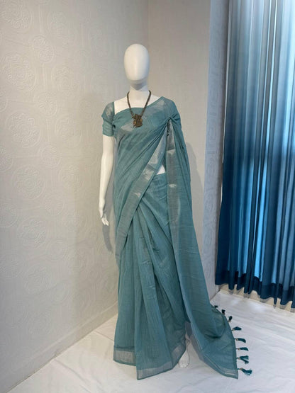 ARUNA - Pastel Linen Cotton Saree