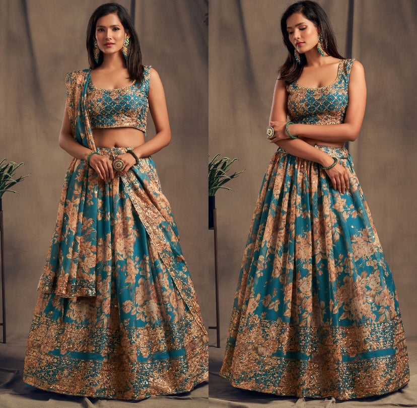 Kashmiraa Floral Georgette Lehenga