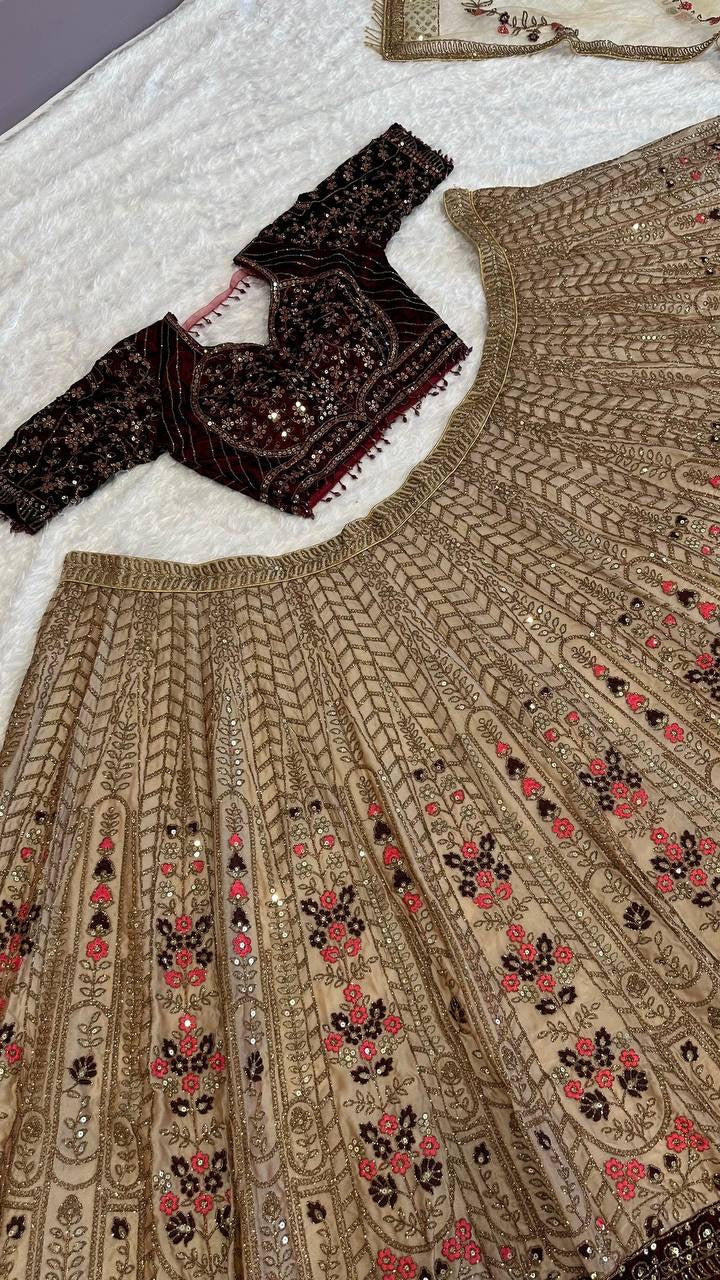 Maroon x Coffee Bridal Lehenga