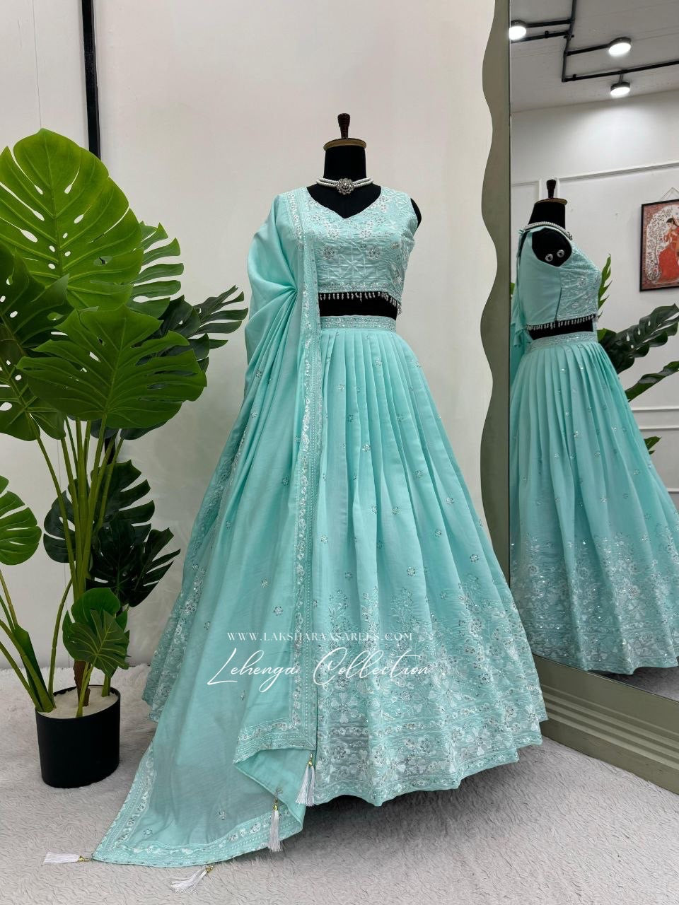 Pastel Blue Georgette Lehenga