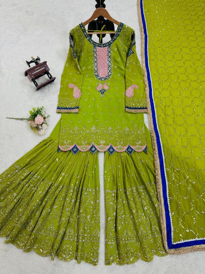 DEEPIKA - Green Premium Sharara Suit