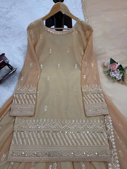 SOPHIA - Pastel Brown Sharara Suits