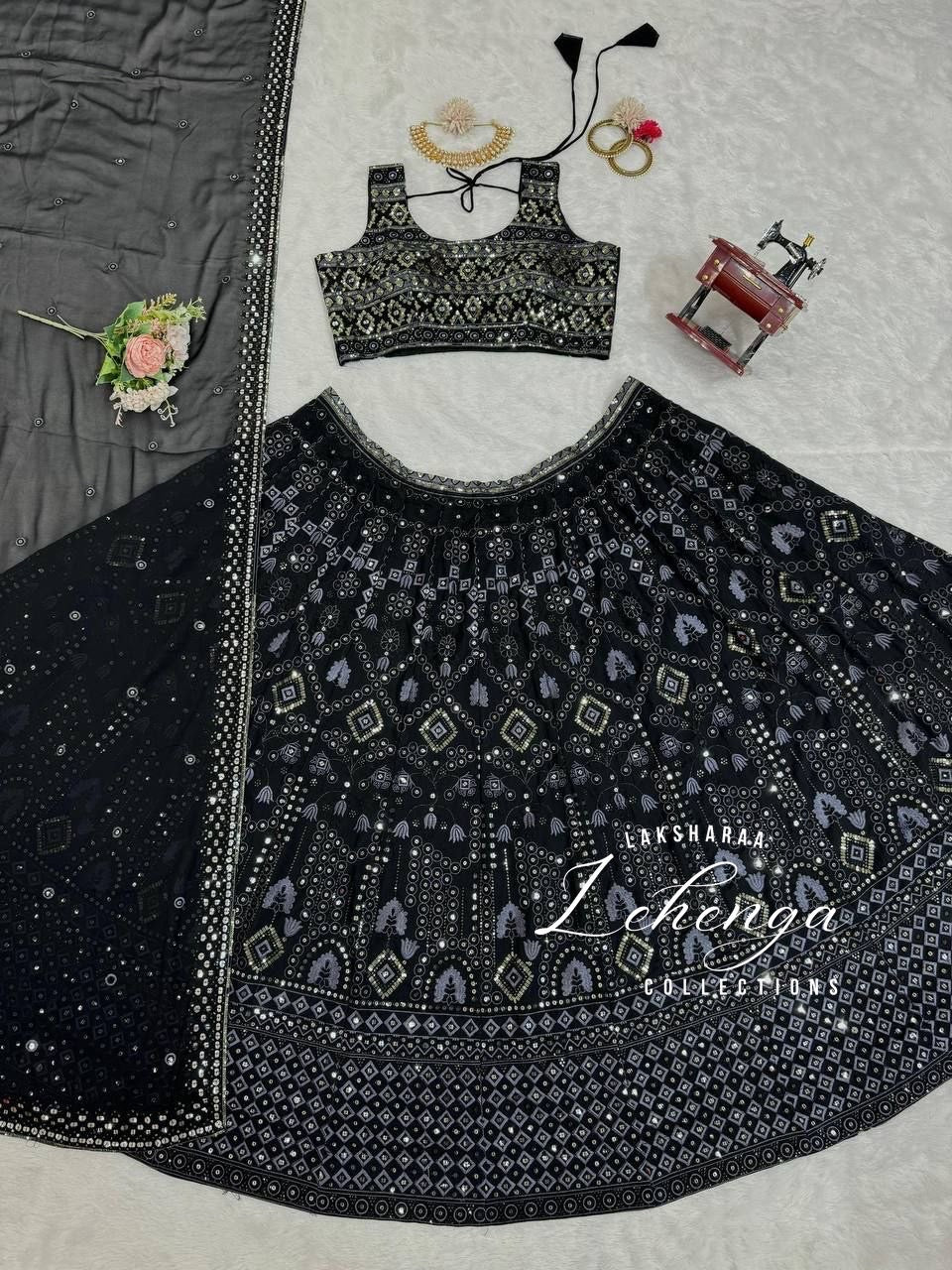 VIVIAN — Black Grand Embroidered Lehenga