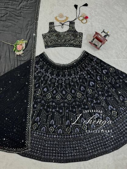 VIVIAN — Black Grand Embroidered Lehenga