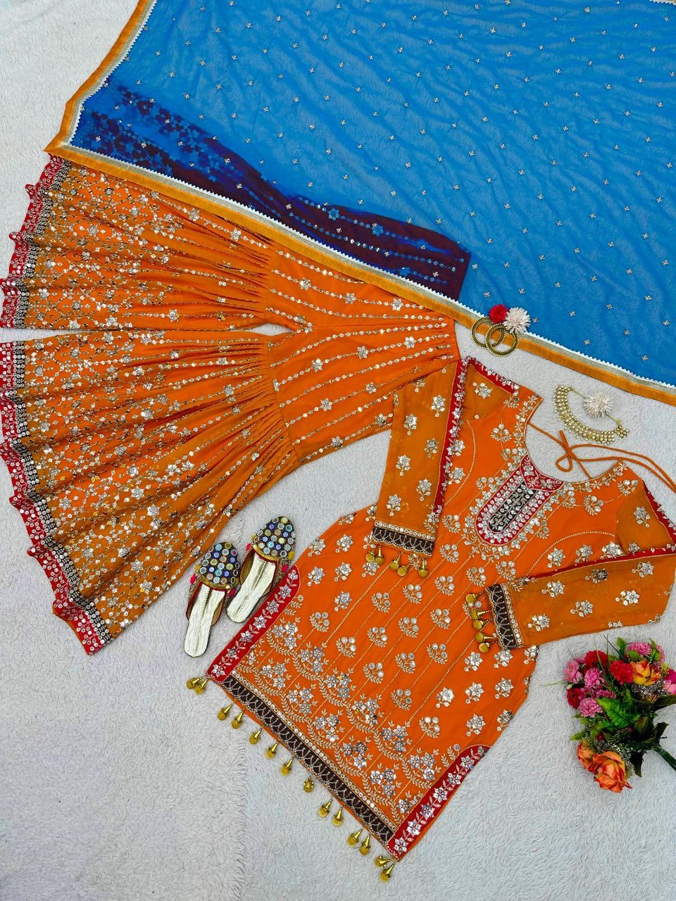 KAVLEEN 2.0 — Orange Designer Sharara Suits