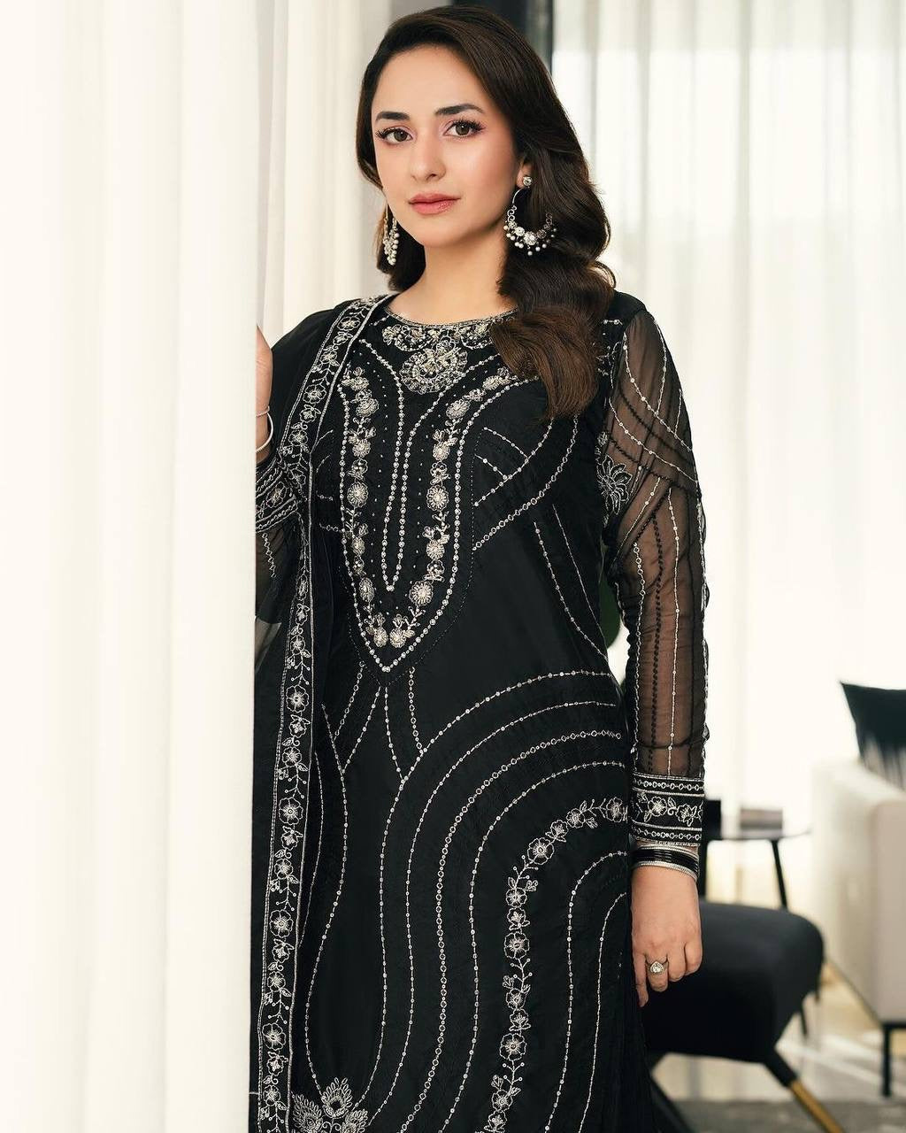 DISHA - Black Premium Pallazo Suit