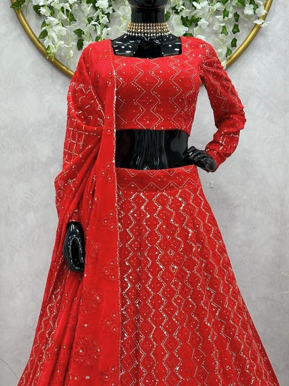 Stunning Red Lucknowi Lehenga