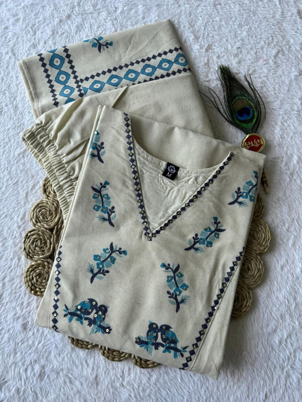Festive Special Ivory Kadhi Kurti Set