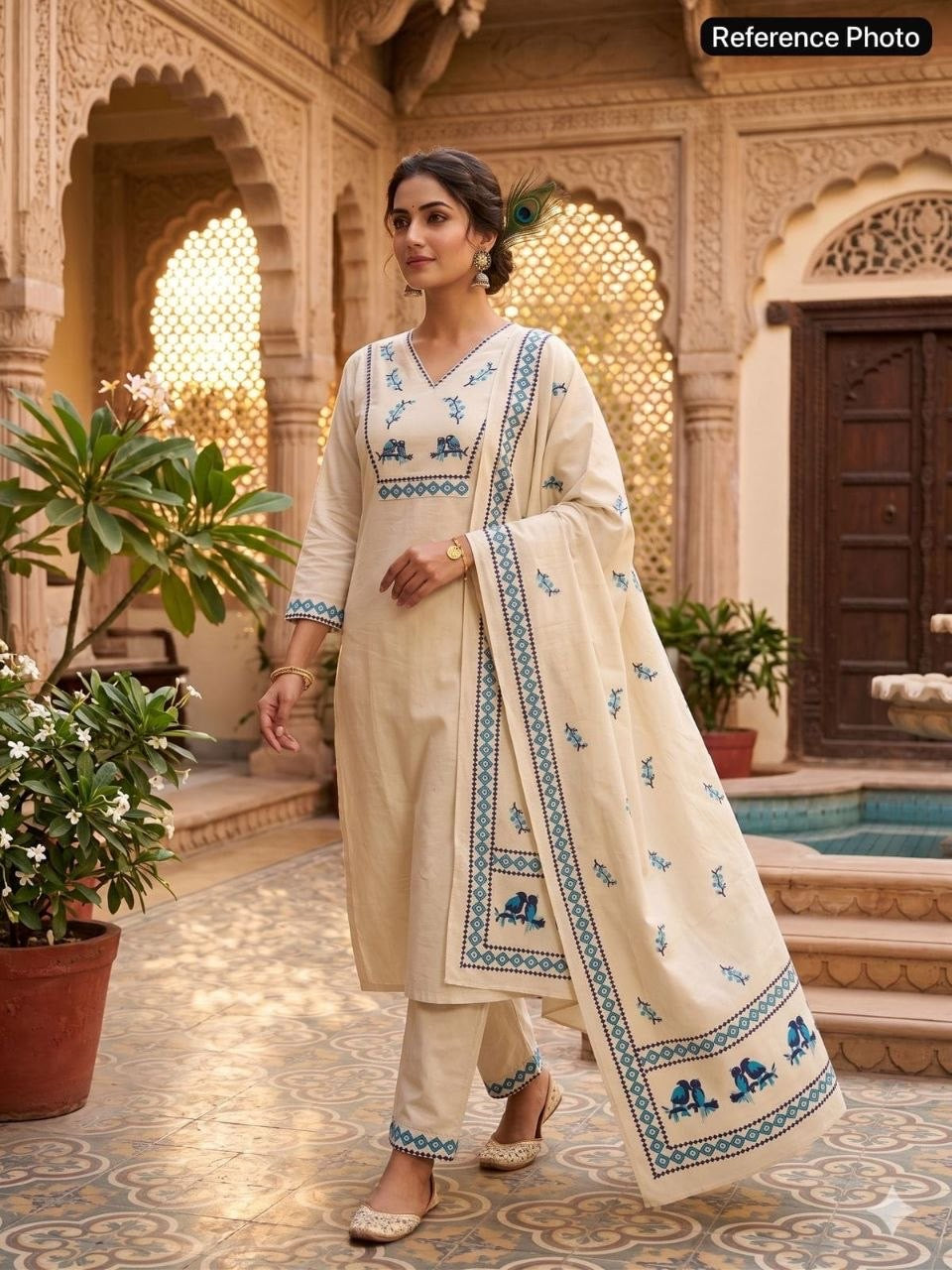 Festive Special Ivory Kadhi Kurti Set