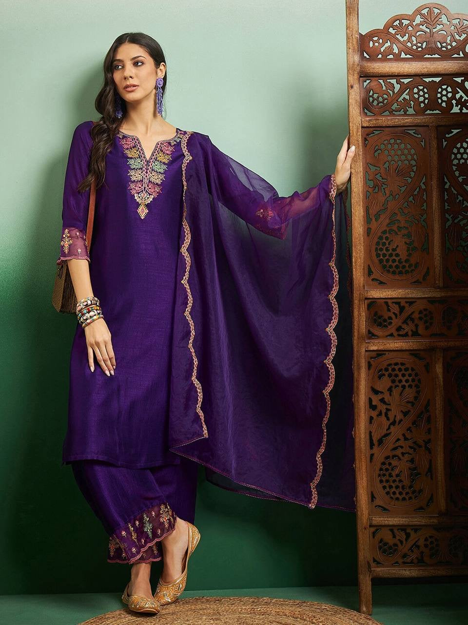 Premium Purple Kurti Set x Grand Neckline