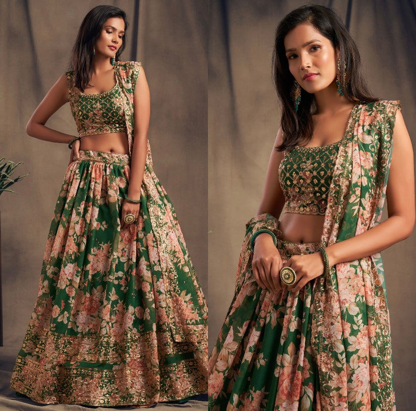 Kashmiraa Floral Georgette Lehenga