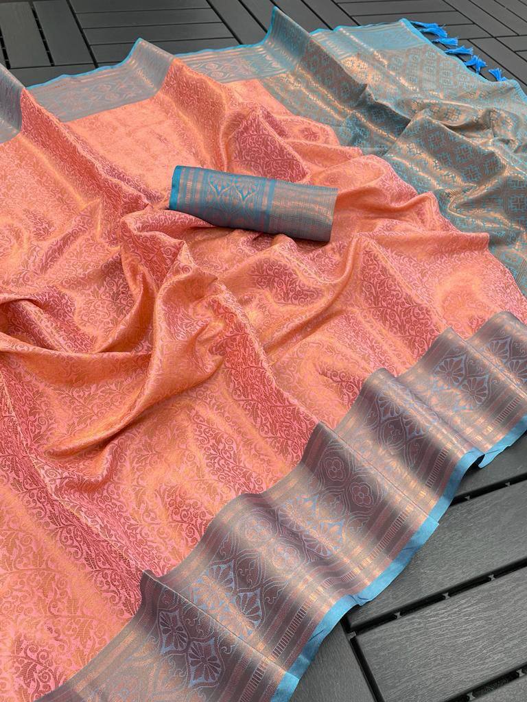 Soft Silk Saree in Copper Zari