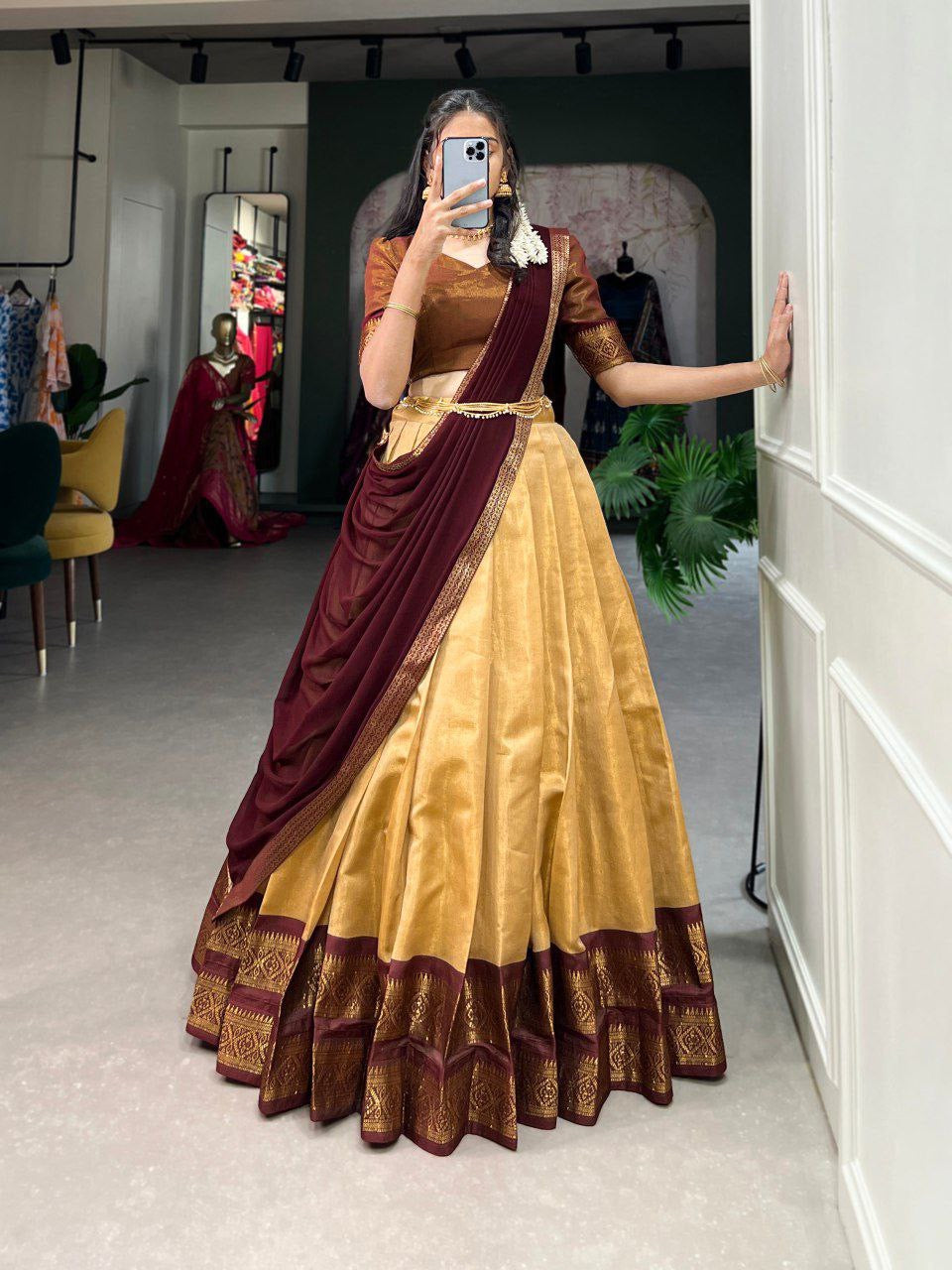 Aruni - Half Sarees Kanchi Banarasi Lehenga - Laksharaa Sarees