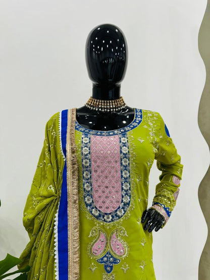 DEEPIKA - Green Premium Sharara Suit