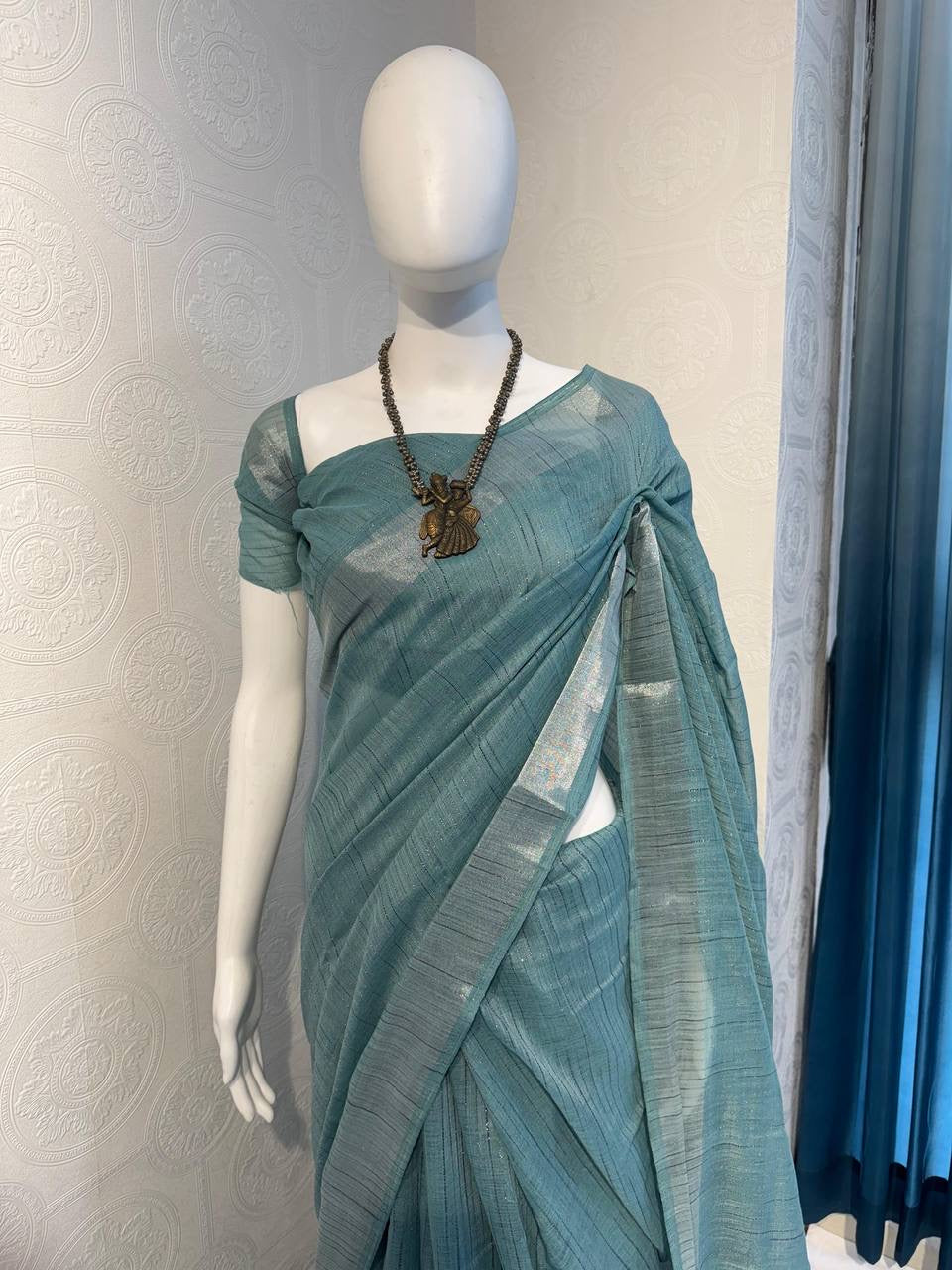 ARUNA - Pastel Linen Cotton Saree
