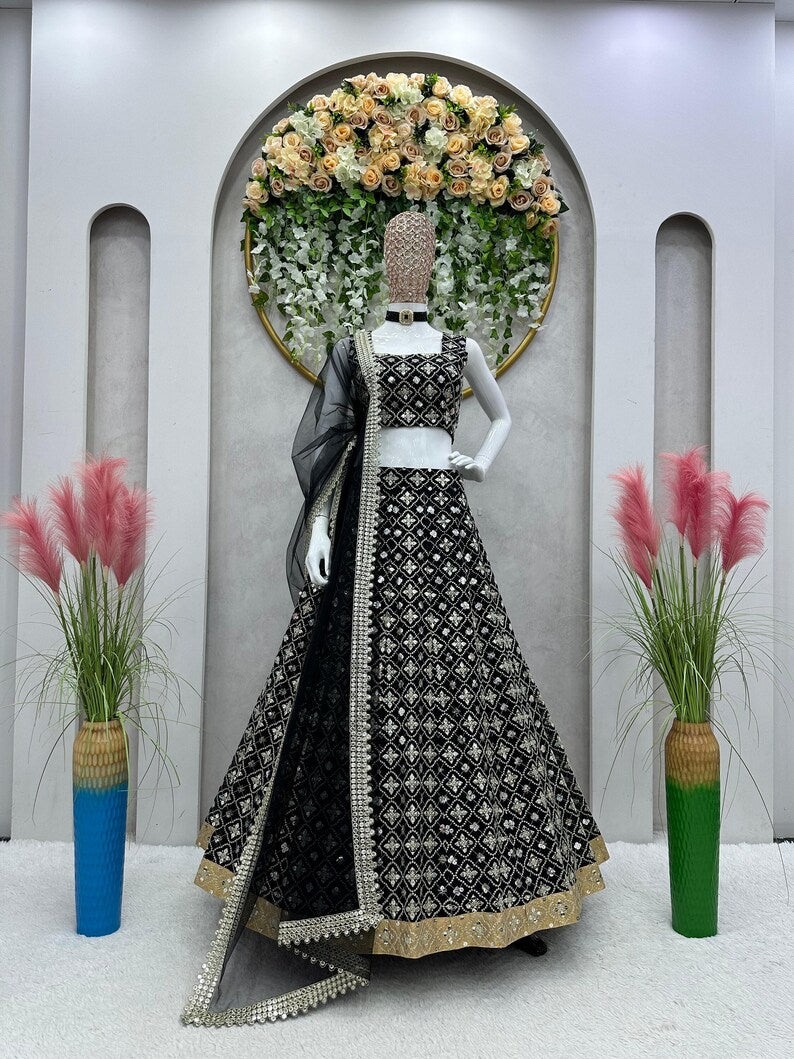 VISHA - Black Georgette Lehenga