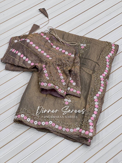 CAMILA - Chiffon Georgette Saree x Floral Work