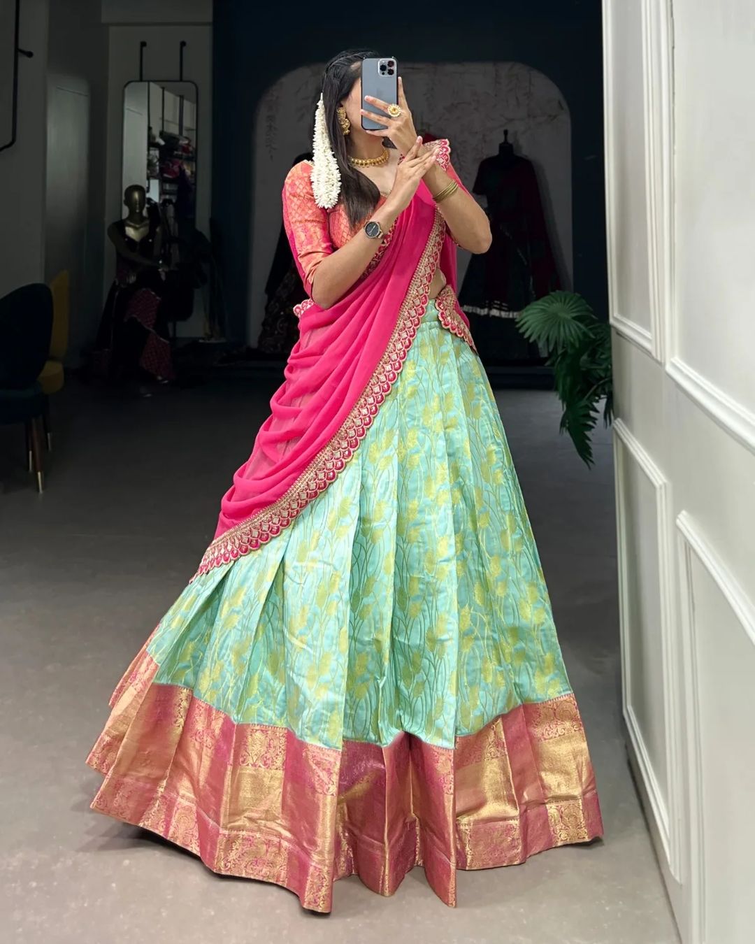 AARTHI - Half Sarees Kanchi Banarasi Lehenga