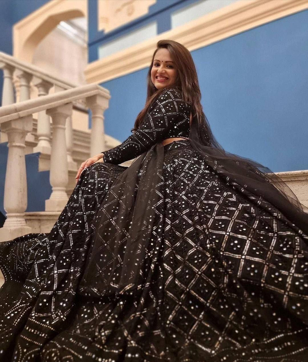 Manavii Lucknowi Lehenga with Pretty Sequinned Work